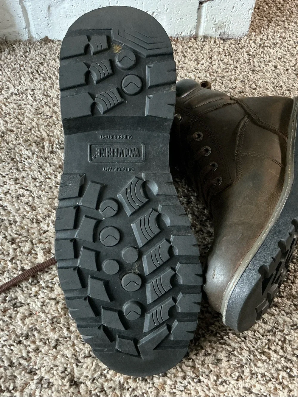 Wolverine Brown Leather Lace-Up Work Boots